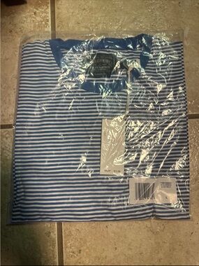 NWT Mens Ralph Lauren Striped Blue & White Tee Large